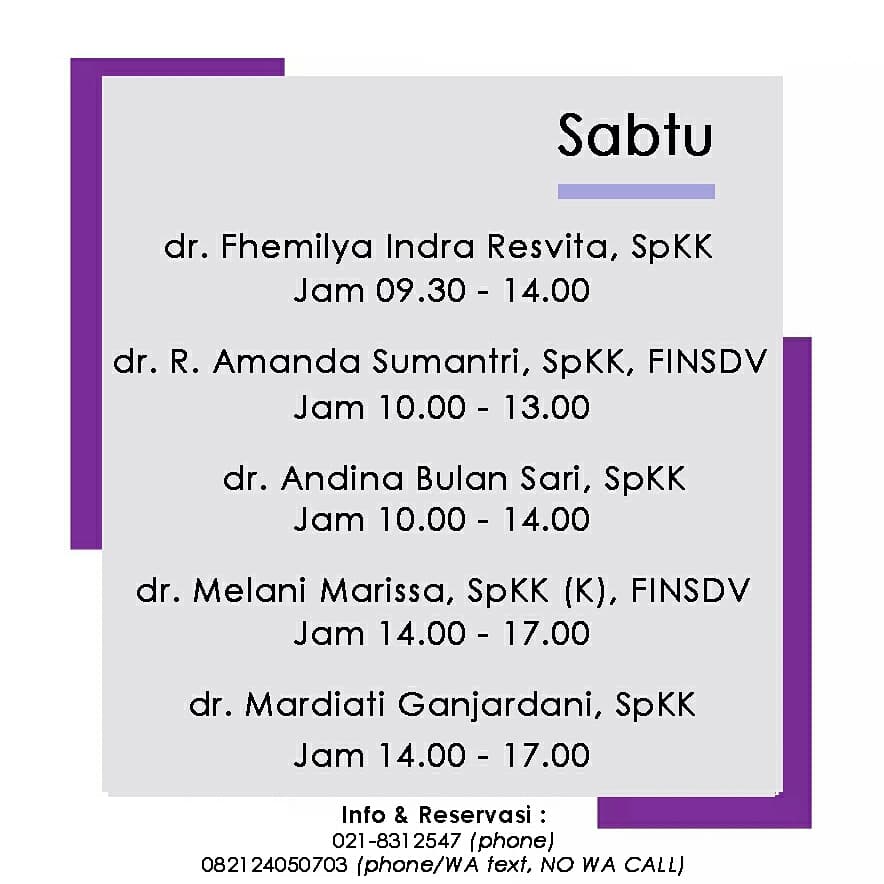 JADWAL PRAKTEK DOKTER SPKK - Juni 2021